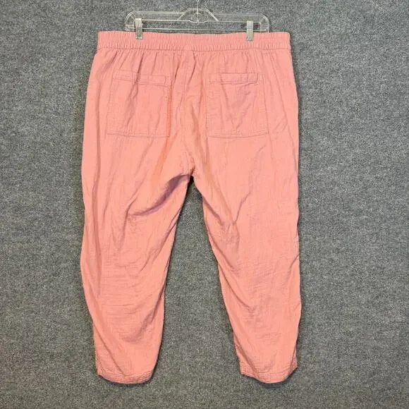 Old Navy Pants Womens XL Pink Salmon Tapered Bohemian Cropped‎ Boho Oversized - Picture 8 of 11